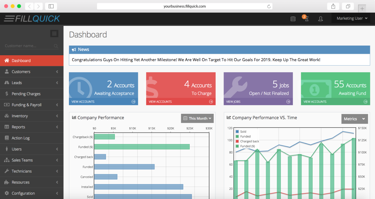 FillQuick Dashboard