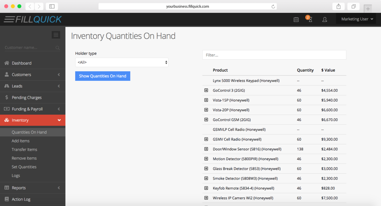 FillQuick Inventory Management